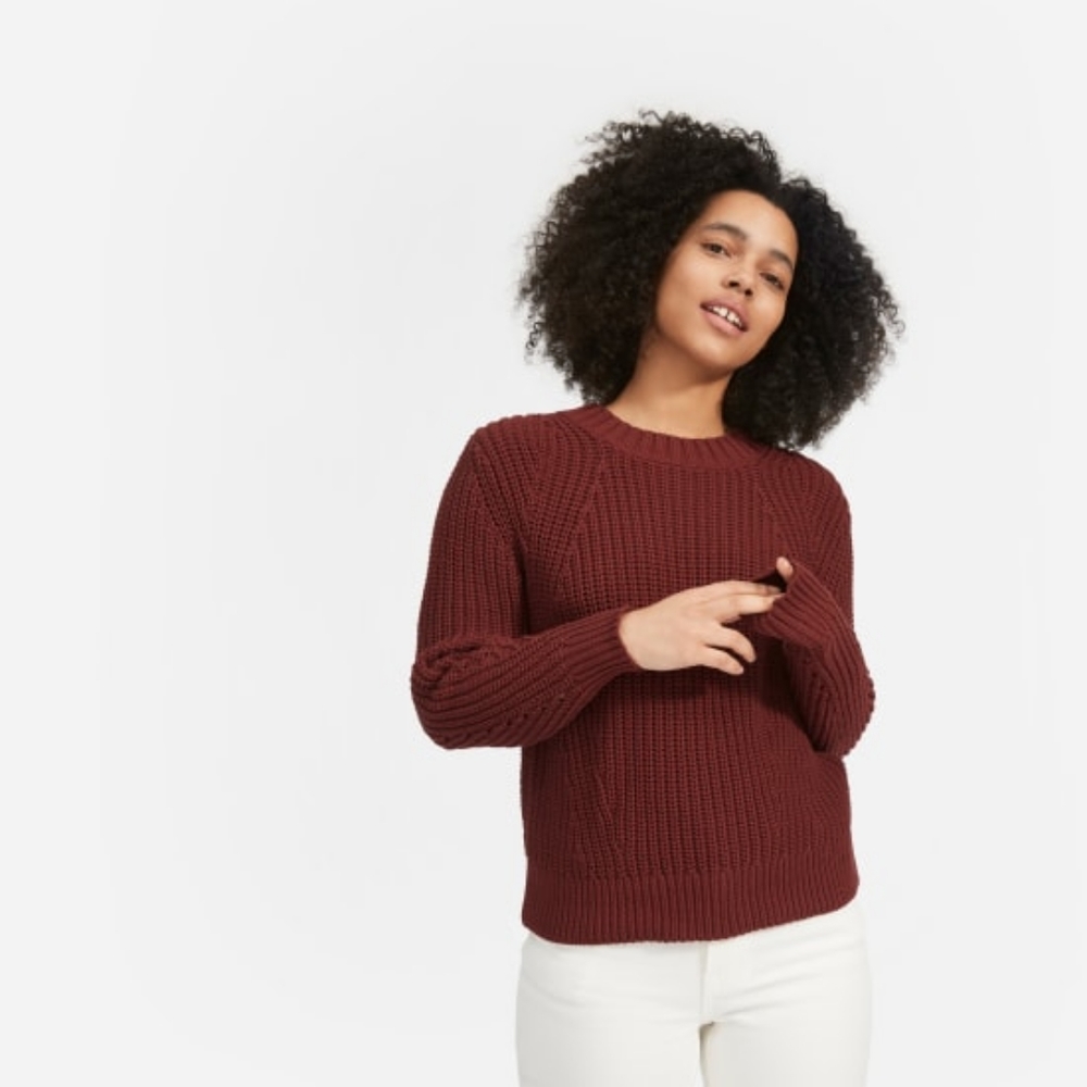 Everlane Texture Cotton Crew | crimson | size S